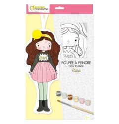 Avenue Mandarine Bambolina da Colorare Clara Tessuto 29 cm con 6 vernici pennello PP042C