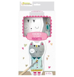 Avenue Mandarine Friends to Paint Huguette gatto cotone 24 cm con 6 vernici pennello PP033C