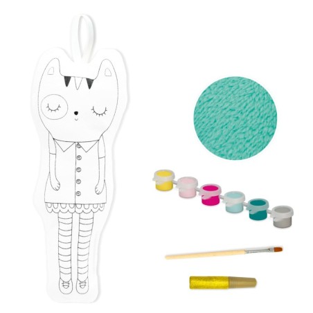 Avenue Mandarine Friends to Paint Huguette gatto cotone 24 cm con 6 vernici pennello PP033C