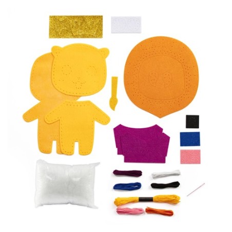 Avenue Mandarine Kit Cucito Leone in Feltro 26 cm con Ago Filo Imbottitura KC165C