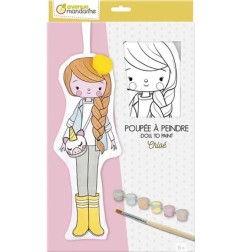 Avenue Mandarine Bambolina da Colorare Chloé Cotone 29 cm con 6 vernici pennello PP041C