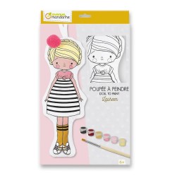 Avenue Mandarine Bambolina da Colorare Laureen Cotone 29 cm con 6 vernici pennello PP039C