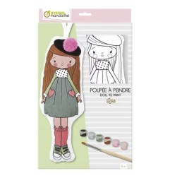 Avenue Mandarine Bambolina da Colorare Lisa Cotone 29 cm con 6 vernici pennello PP040C