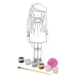 Avenue Mandarine Bambolina da Colorare Lisa Cotone 29 cm con 6 vernici pennello PP040C