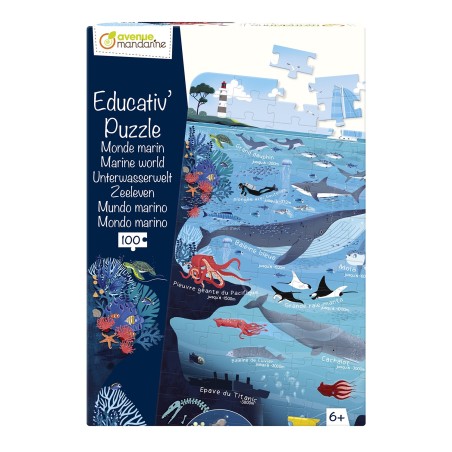 Avenue Mandarine Puzzle Educativo Marine World 100 pz formato 185 × 270 mm PU024C