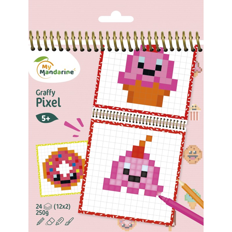 Avenue Mandarine Graffy Pixel Dolciumi Kawaii 24 fogli 15 × 15 cm carta 250 g/m² spiralato GY099C