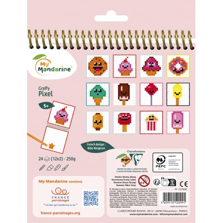 Avenue Mandarine Graffy Pixel Dolciumi Kawaii 24 fogli 15 × 15 cm carta 250 g/m² spiralato GY099C