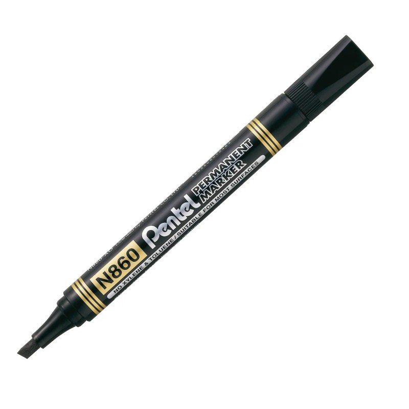Pentel N860 marker indelebile punta scalpello 2,5-7 mm nero 12pz