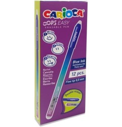 Carioca Oops Easy 12 penna cancellabili punta fine 0.7 mm blu doppia gomma 4350002