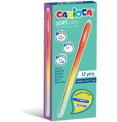 Carioca Oops Easy 12 penne cancellabili punta fine 0.7 mm rosso doppia gomma 4350003