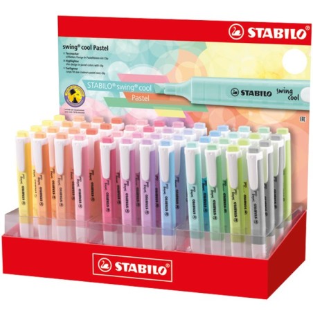 Stabilo Swing Cool Pastel espositore 48 evidenziatori punta scalpello 1–4 mm colori assortiti 275/48-8-2