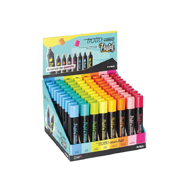 TRATTO Video Pastel Edizione Speciale espositore 80 evidenziatori colori pastello assortiti F838200