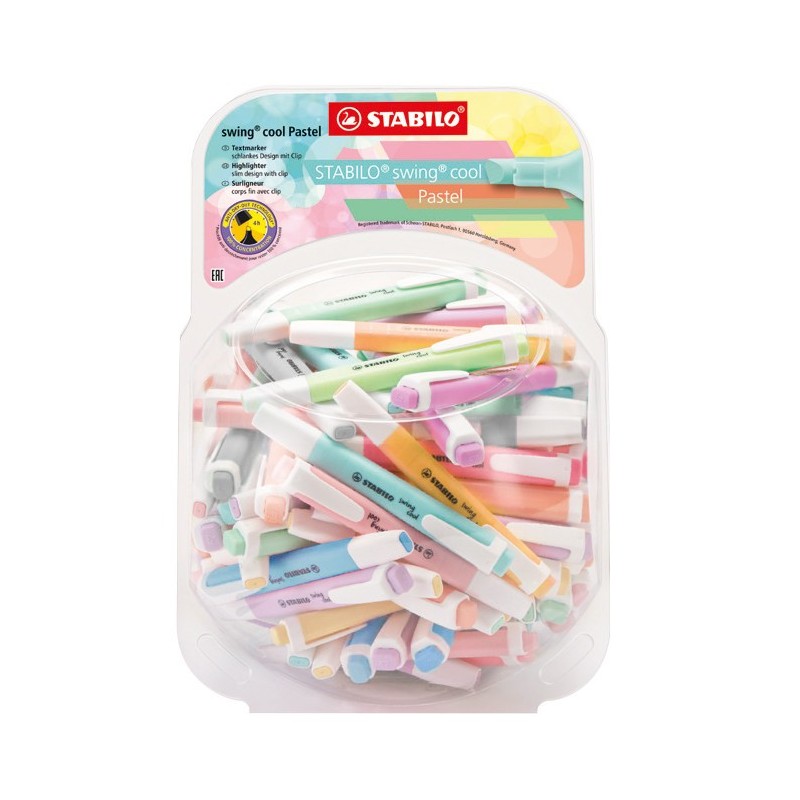 STABILO Swing Cool Pastel espositore 100 evidenziatori colori pastello assortiti 275/100-8-2