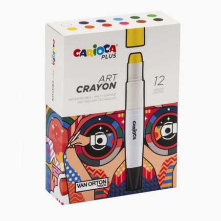 Carioca Plus Art Caryon 12 pastelli a cera 10 mm inchiostro solubile in acqua 45213