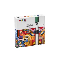 Carioca Plus Acrylic Marker 8 marcatori acrilici punta tonda 2 mm inchiostro a base d'acqua 45209