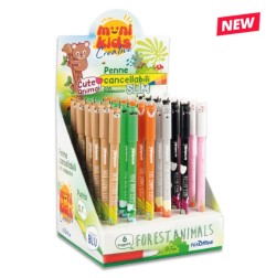 MONIKIDS Creative Animal Forest espositore 36 penne cancellabili punta 0.7 mm blu cappuccio decorato 20/253