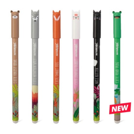 MONIKIDS Creative Animal Forest espositore 36 penne cancellabili punta 0.7 mm blu cappuccio decorato 20/253