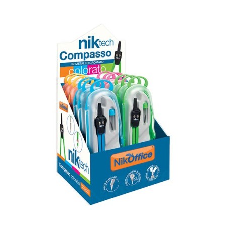 Compasso classico con astuccio porta mina colore neon 48/005-ESP