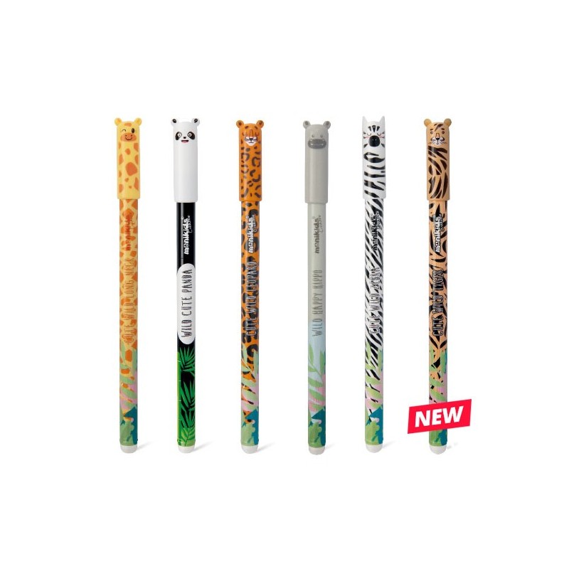 Monikids Wild Animal penne cancellabili slim 0.7 mm blu cappuccio 36 pz assortite 20/252