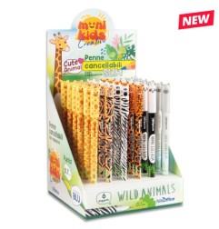 Monikids Wild Animal penne cancellabili slim 0.7 mm blu cappuccio 36 pz assortite 20/252