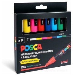 Uni Posca PC5M 8 Original tempera punta media 1.8 - 2.5 mm assortiti
