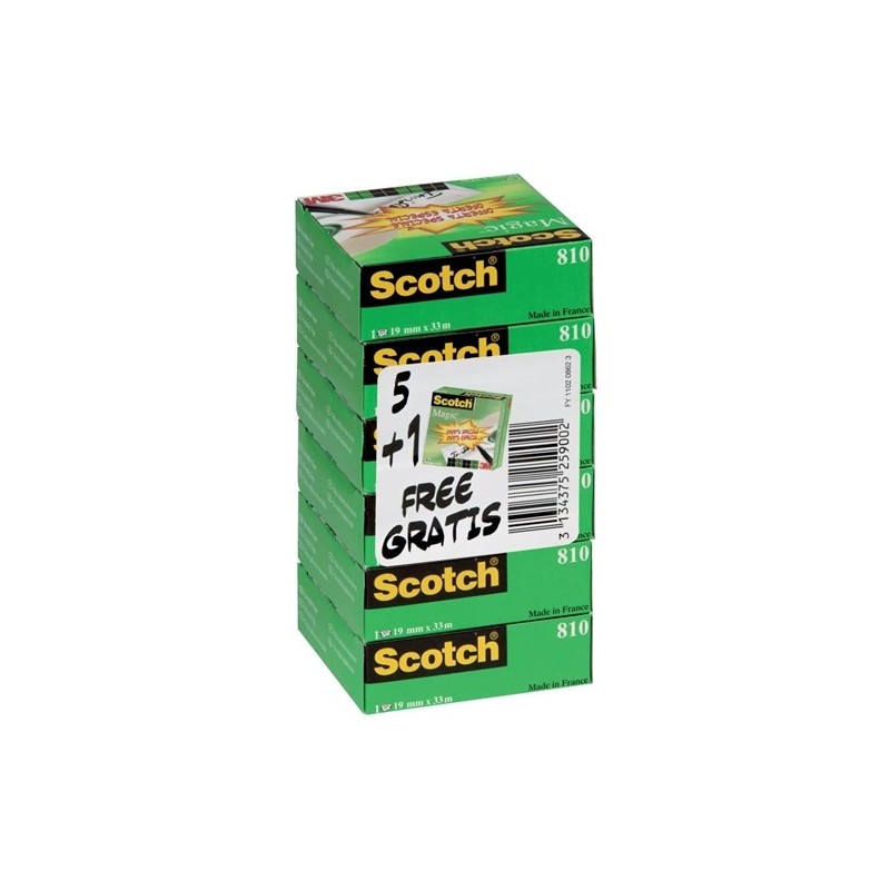 3M Scotch Magic 810 Nastro adesivo trasparente 19mm x 33m  6 rotoli 55677