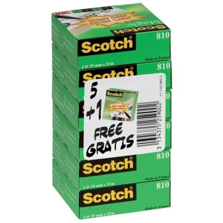 3M Scotch Magic 810 Nastro adesivo trasparente 19mm x 33m  6 rotoli 55677