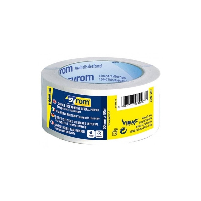 Syrom PPL250 Nastro biadesivo colore trasparente V-Bond 50x50mt 3097