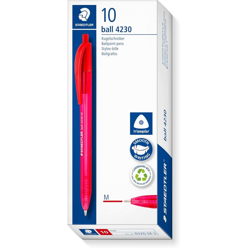 Staedtler 4230 M-2 Penna a scatto rosso punta media 1 mm 10 pezzi