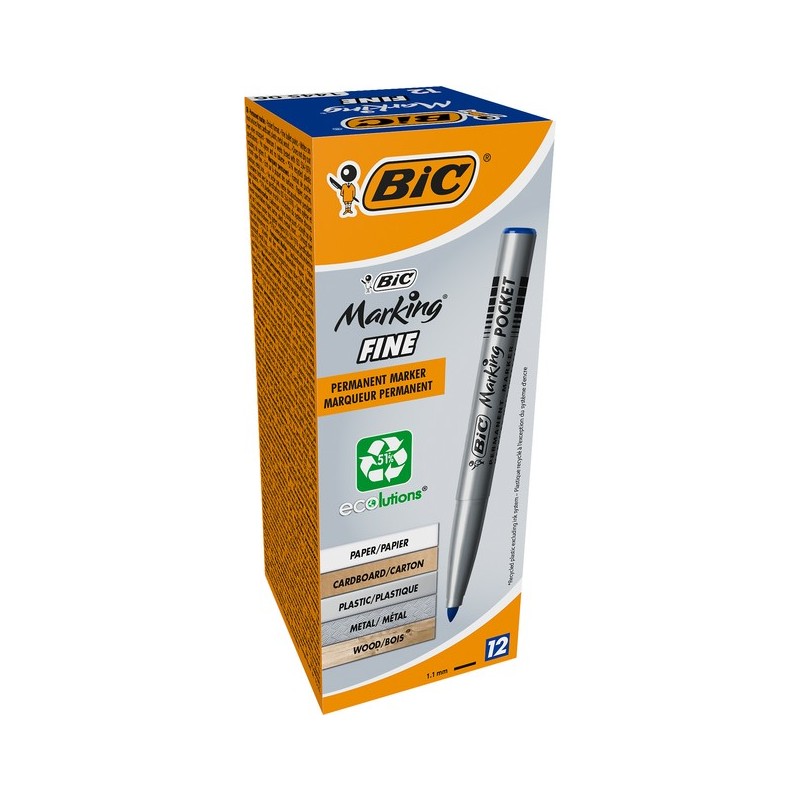 BIC Marking Pocket Fine ECOlutions marcatore blu punta 1.1 mm 12 pz 8209012