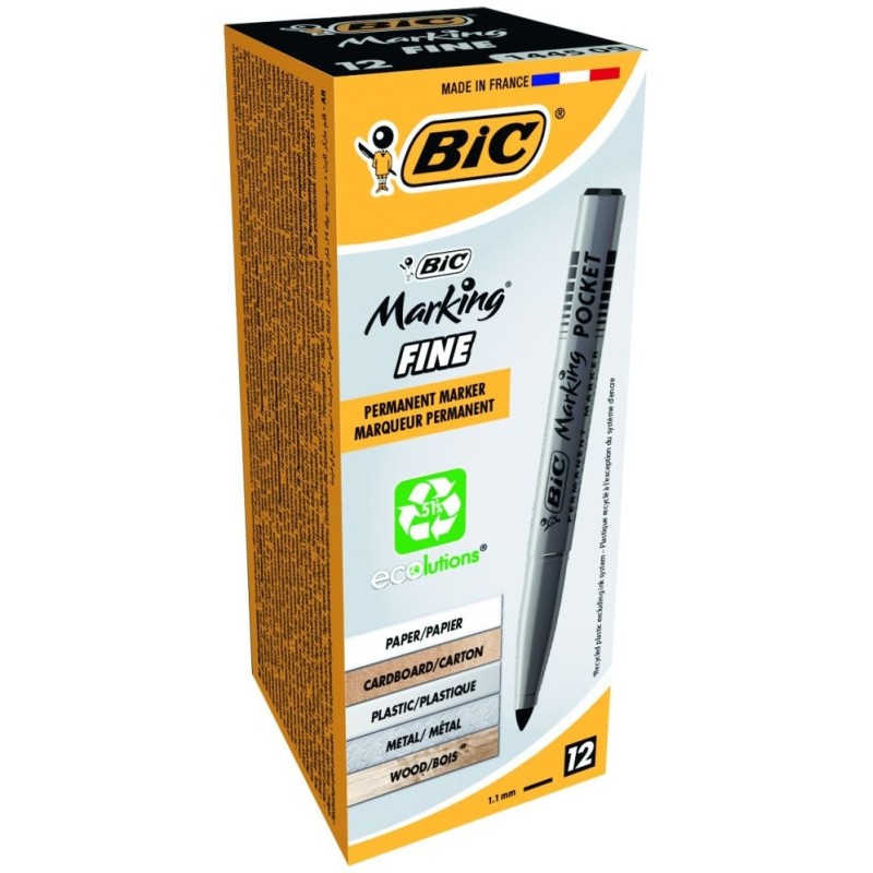 BIC Marking Pocket Fine ECOlutions marcatore nero punta 1.1 mm 12 pz 8209022