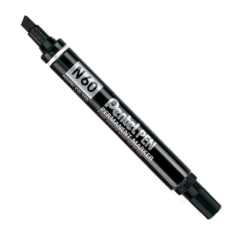 Pentel N60 marker indelelbile punta scalpello 3,9-6 mm nero