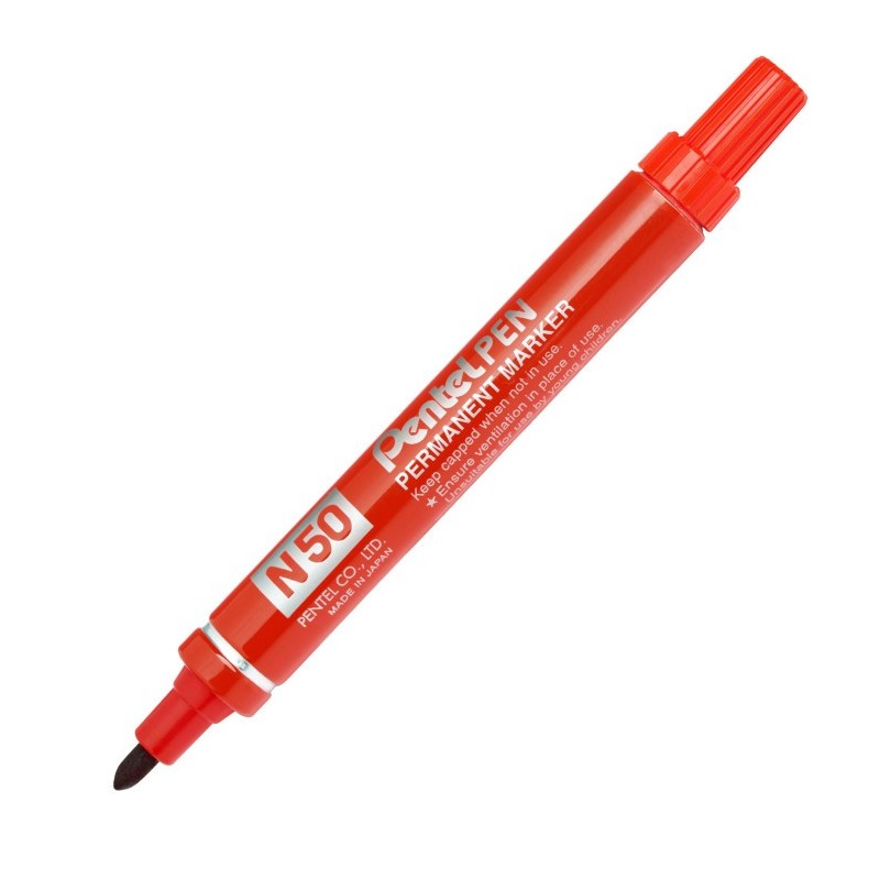 Pentel N50-B marker indelebile punta tonda 1,5-2 mm rosso