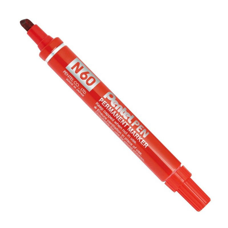 Pentel N60 marker indelebile punta scalpello 3,9-5,7 mm rosso