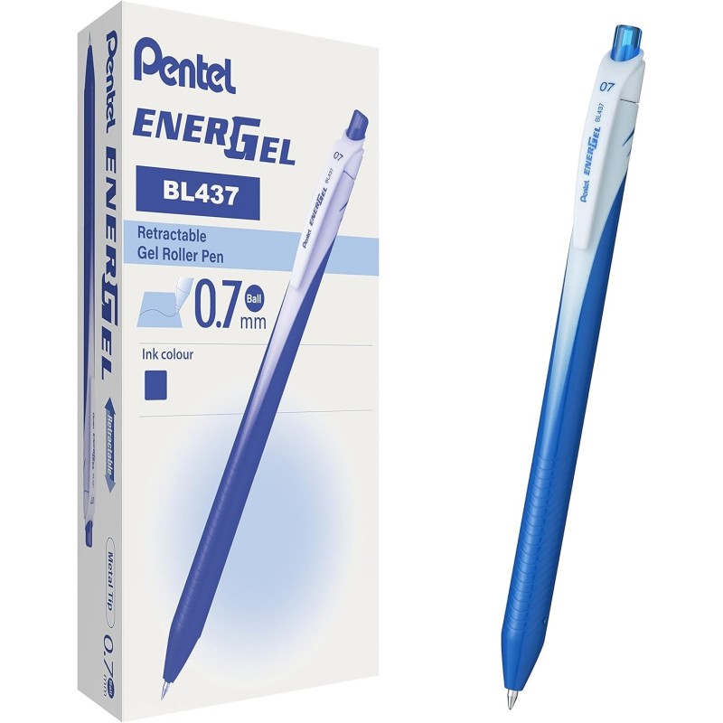 Pentel EnerGel Slim roller gel a scatto punta 0,7 mm Blu 12 pz