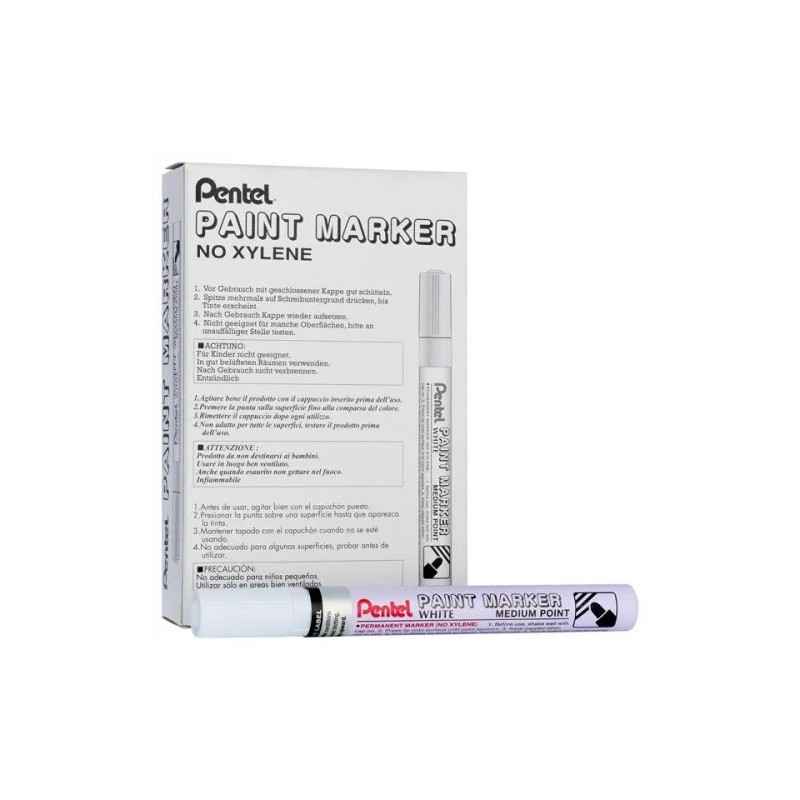 12 pz Pennarello Marker Pentel bianco medio MMP10-W