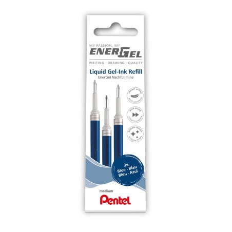 Pentel EnerGel refill punta 0,7 mm inchiostro blu 3 pz