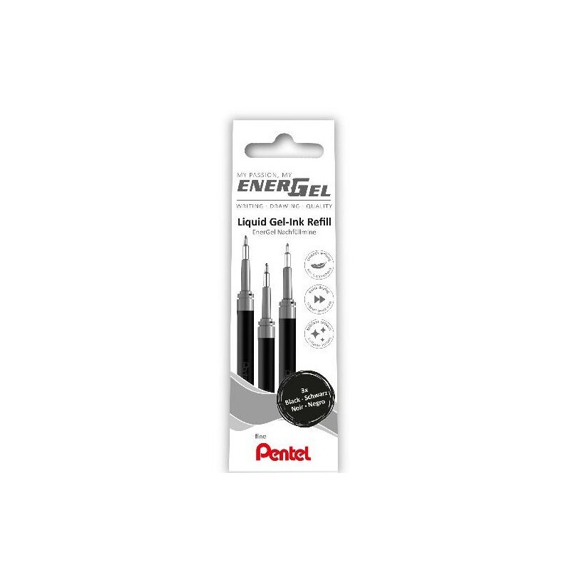 Pentel EnerGel refill punta 0,7 mm inchiostro nero 3 pz