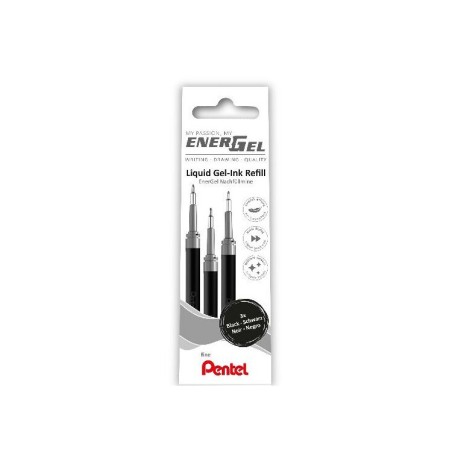 Pentel EnerGel refill punta 0,7 mm inchiostro nero 3 pz