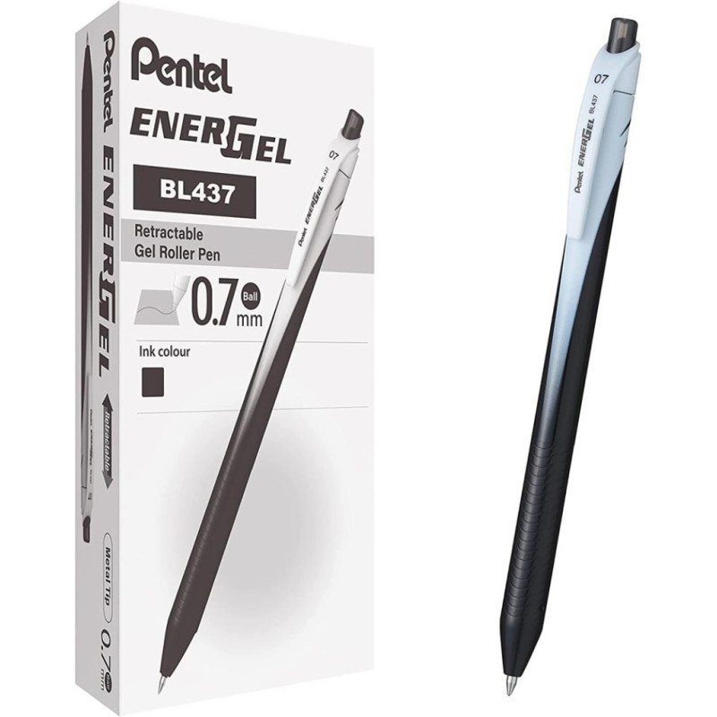 Pentel EnerGel Slim roller gel punta metallo 0,7 mm inchiostro nero 12 Pz