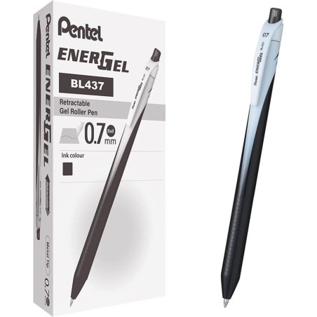 Pentel EnerGel Slim roller gel punta metallo 0,7 mm inchiostro nero 12 Pz