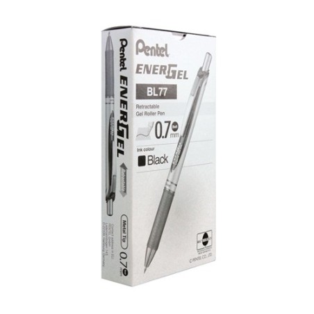 PENTEL 12 pezzi Penna Roler Energel XM click 0,7 colore nero BL77