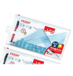 COPPIA SQUADRE UNI 45°60°/30 CM+PORTAMINE 70330ZIP