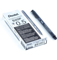 Pentel Pointliner S20P-5A fineliner 0,5 mm nero 12 pz