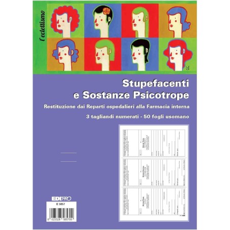Edipro E5857 blocco restituzione stupefacenti 3 sezioni numerate 50 fogli A4