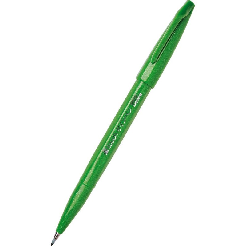Pentel SES15C-D Brush Sign Pen verde punta pennello 10 Pz