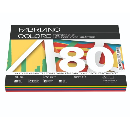 FABRIANO  250 fogli Carta fotocopie Fabriano Colore A3 80 gr mix forti 19100810