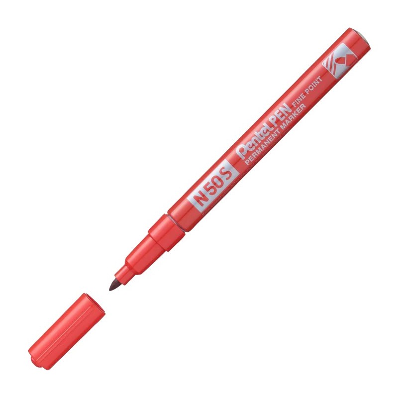Pentel N50S-C marcatore indelebile rosso punta tonda 3,18 mm 12 Pz