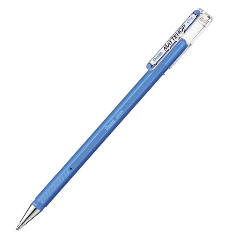 Pentel Mattehop K110-VSX roller gel effetto opaco punta 1,0 mm azzurro 12 pz
