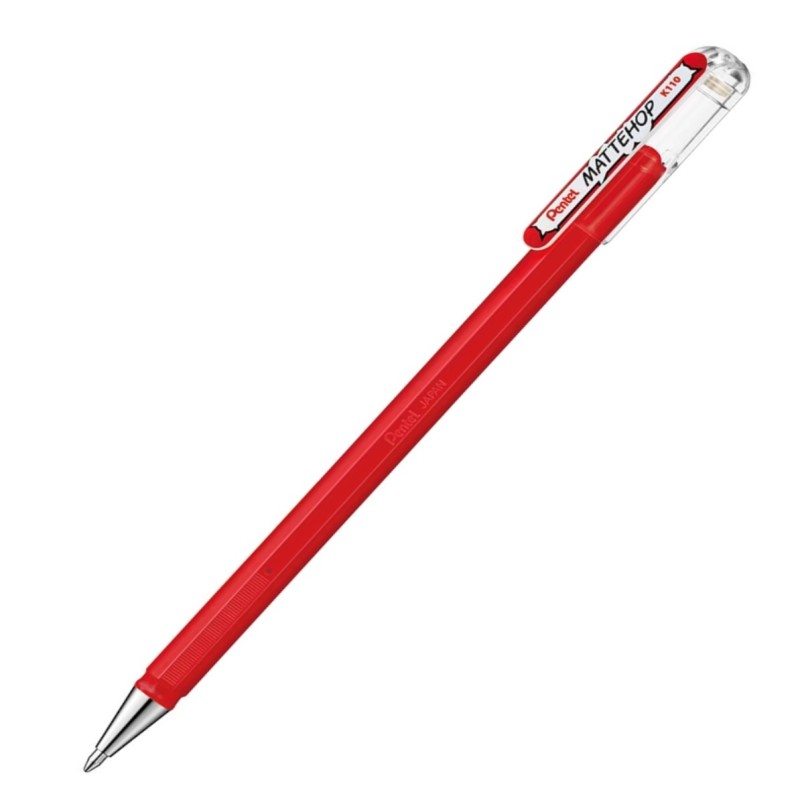 Pentel Mattehop K110-VBX roller gel effetto opaco punta 1,0 mm rosso 12 pz